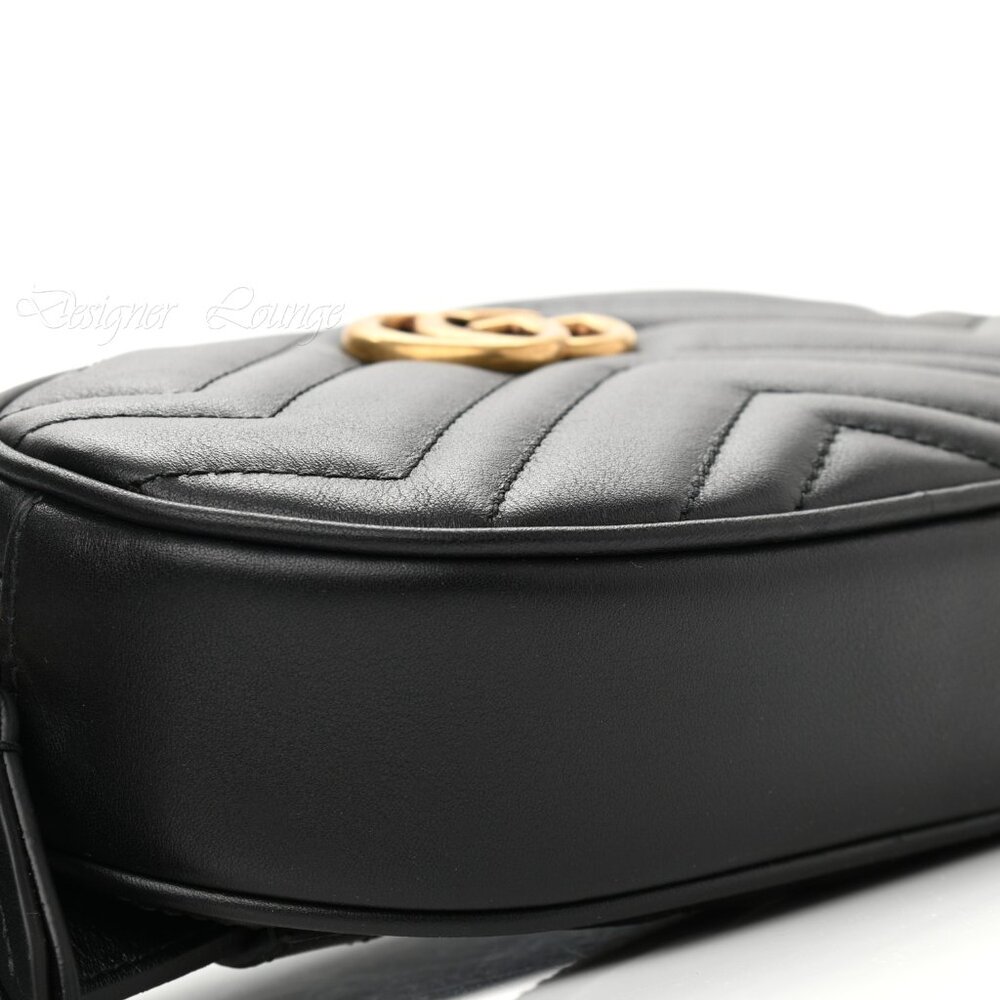 NEW GUCCI GG Marmont Matelasse Chevron Heart Black Leather Belt Bag Sz 85 cm - Picture 10 of 16